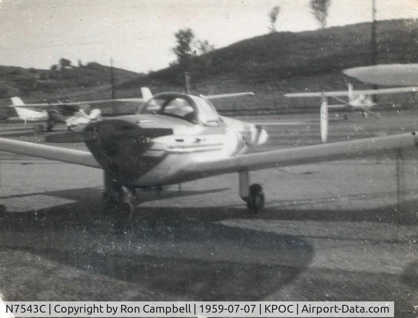 N7543C, 1958 Forney F-1 C/N 5658, Taken 1959 At KPOC when my father owned 43C