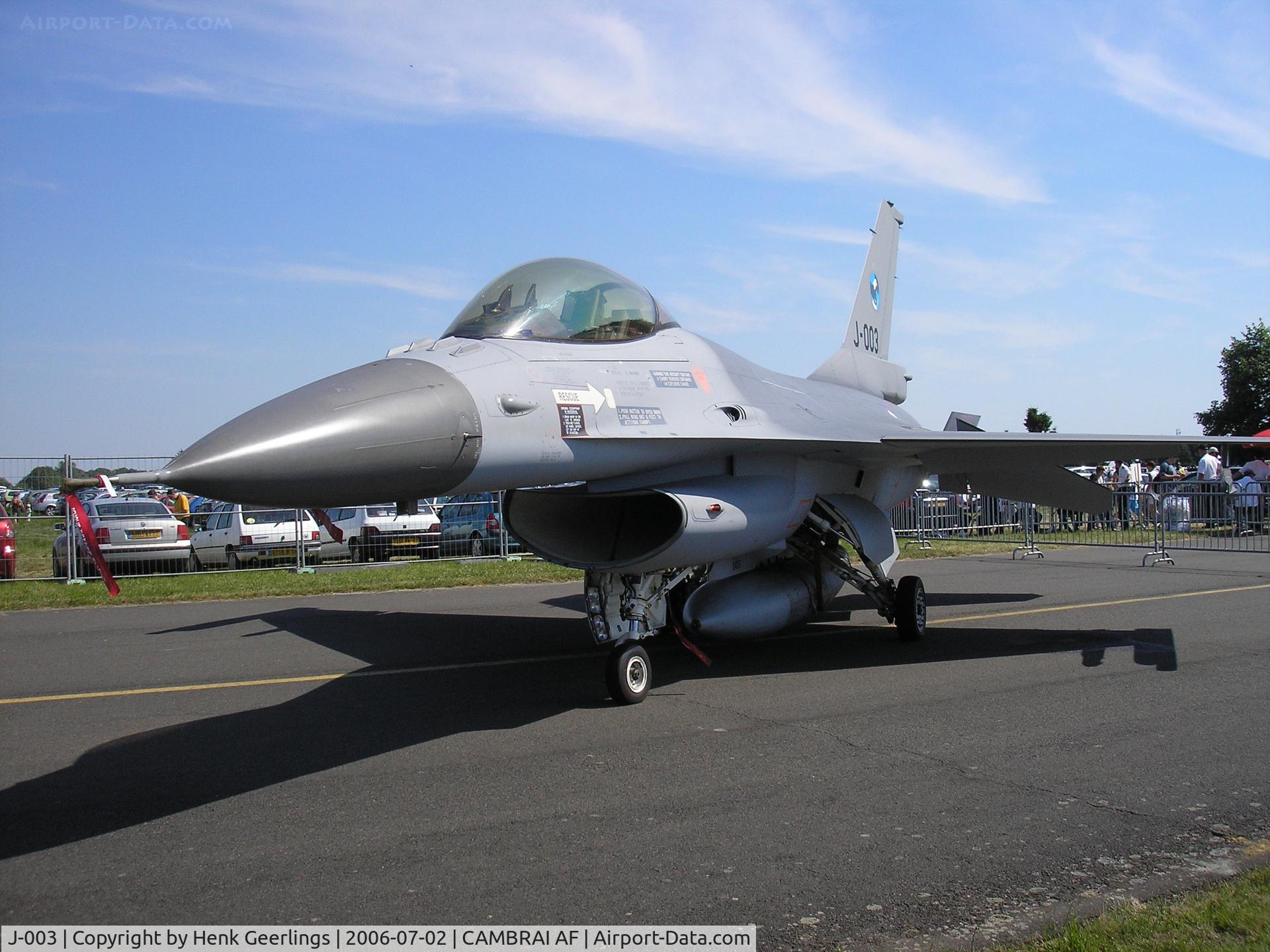 J-003, Fokker F-16AM Fighting Falcon C/N 6D-159, French AF Openday  at Cambrai AFB 2006 -  Dutch AF