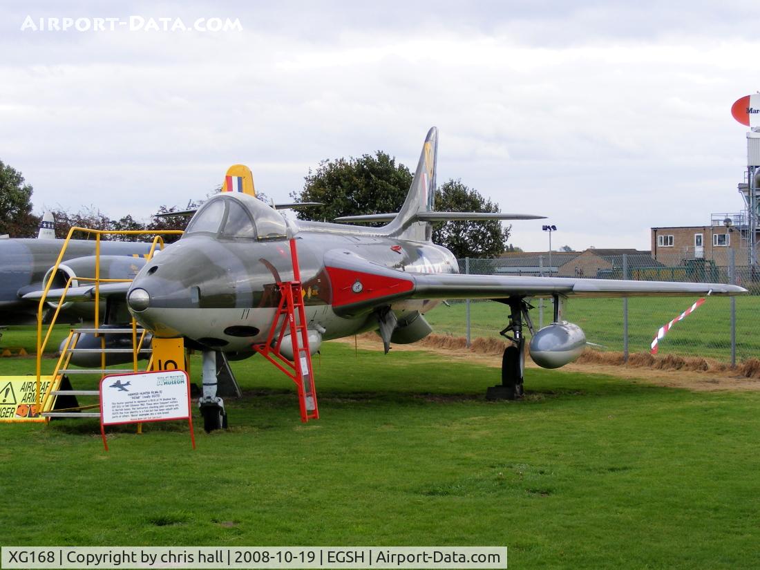 XG168, 1957 Hawker Hunter F.6A C/N HABL-003026, This aircraft first flew with 19 Sqn before being transferred to 263 Sqn and then 229 OCU. Her flying career ended with the 1 TWU and she later moved to the Trade Management Training Squadron at RAF Scampton and allocated Maintenance number 8832M