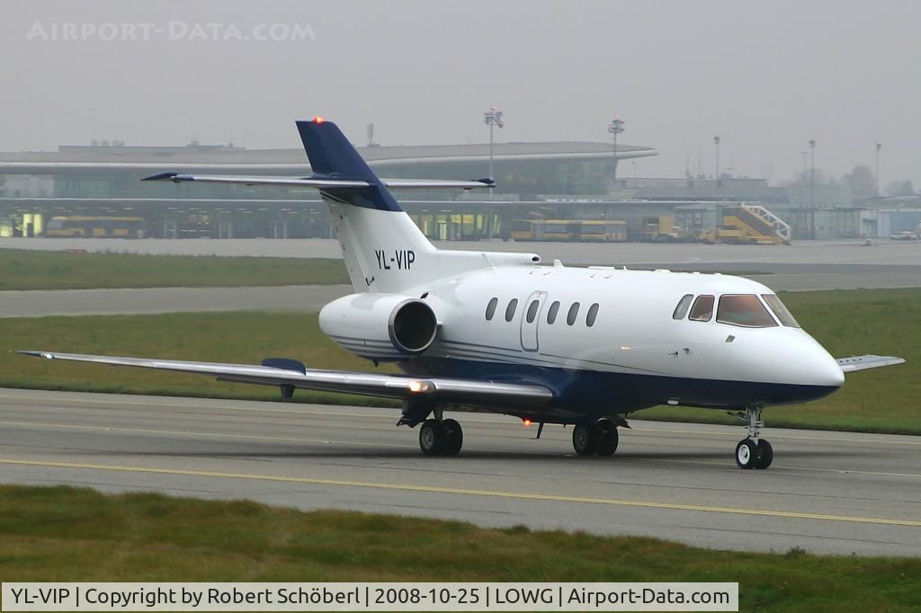YL-VIP, 1986 British Aerospace BAe.125-800B C/N 258078, Businessflight to GRZ/LOWG