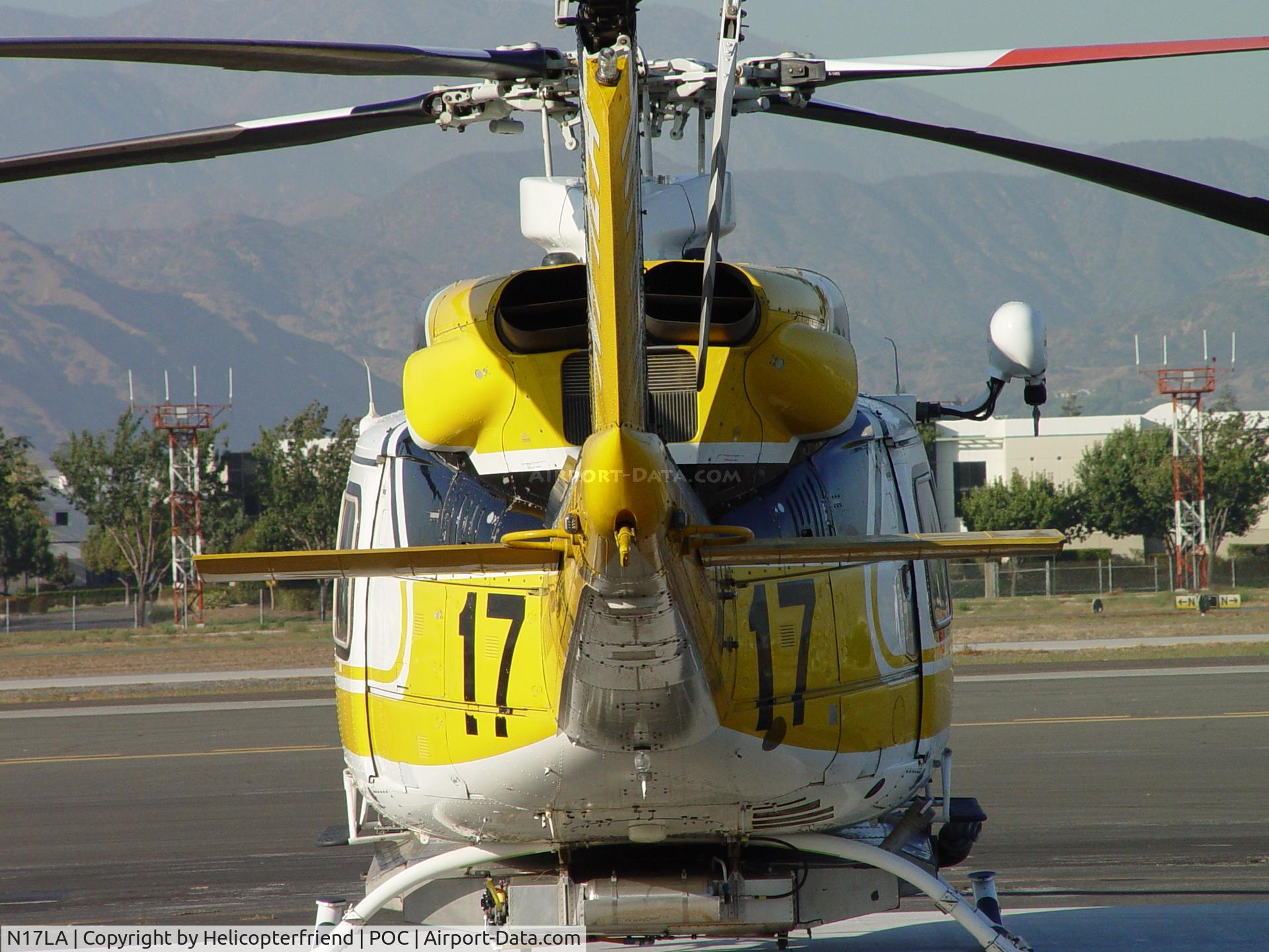 N17LA, 1992 Bell 412 C/N 36044, Looking from the back of Copter 17 at Brackett