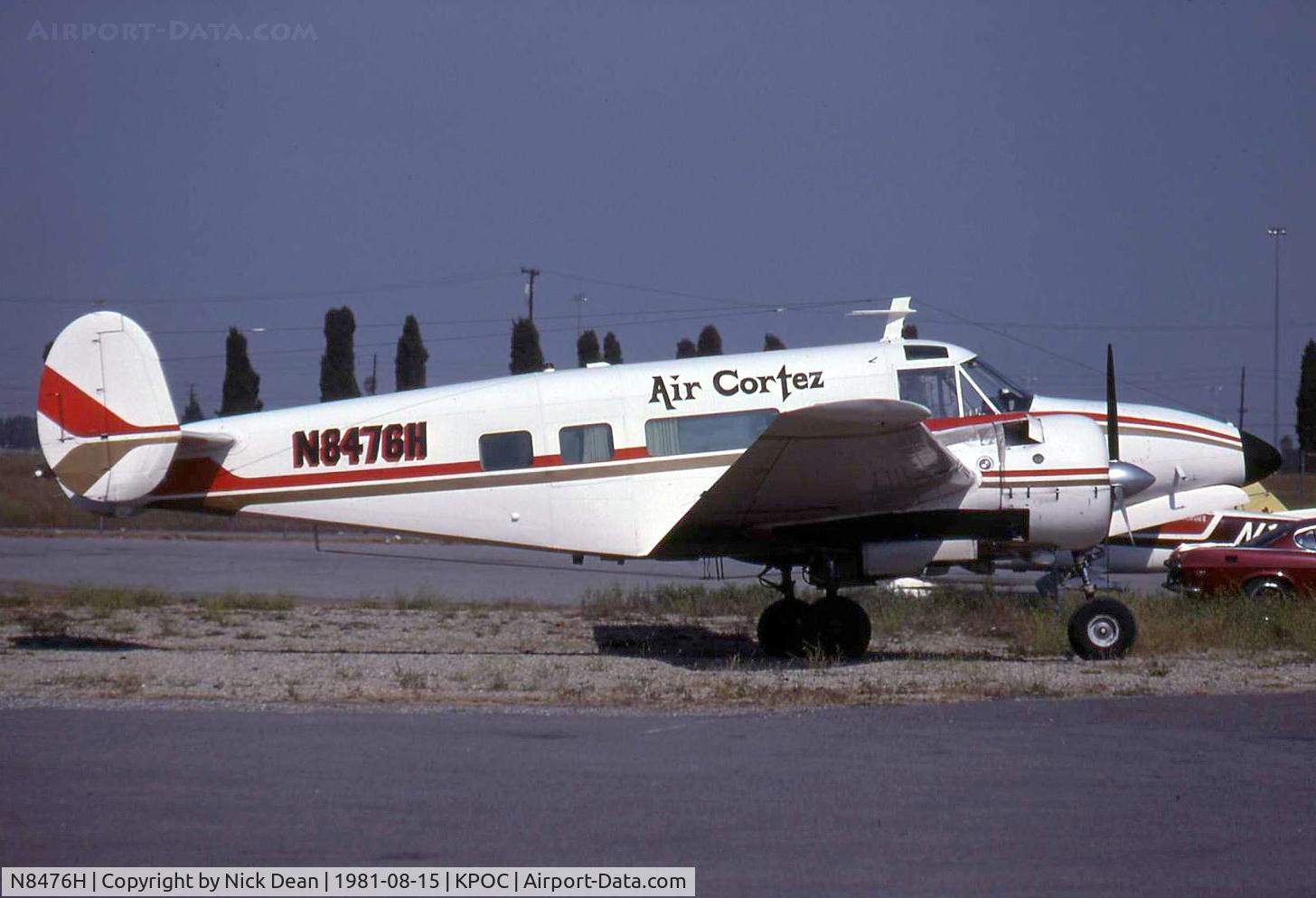 N8476H, 1967 Beech H-18 Tri-Gear C/N BA-749, Scanned from a slide