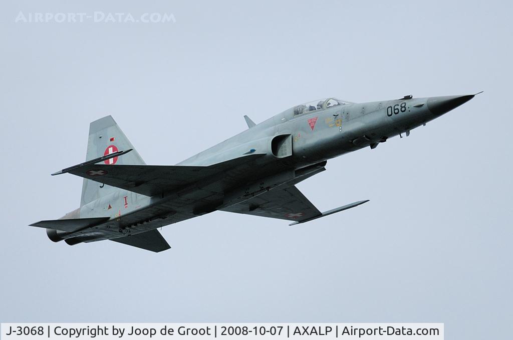 J-3068, Northrop F-5E Tiger II C/N L.1068, You can clearly see the blast deflectors of the guns are opened during the strafing run on the targets.