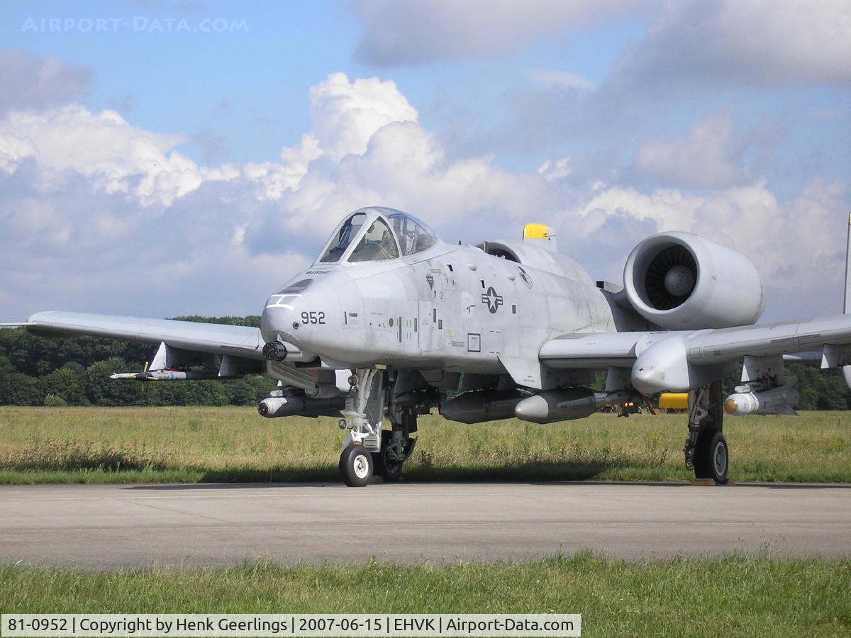 81-0952, 1981 Fairchild Republic A-10A Thunderbolt II C/N A10-0647, Dutch AF Openday, Volkel AFB , 2007    USAF