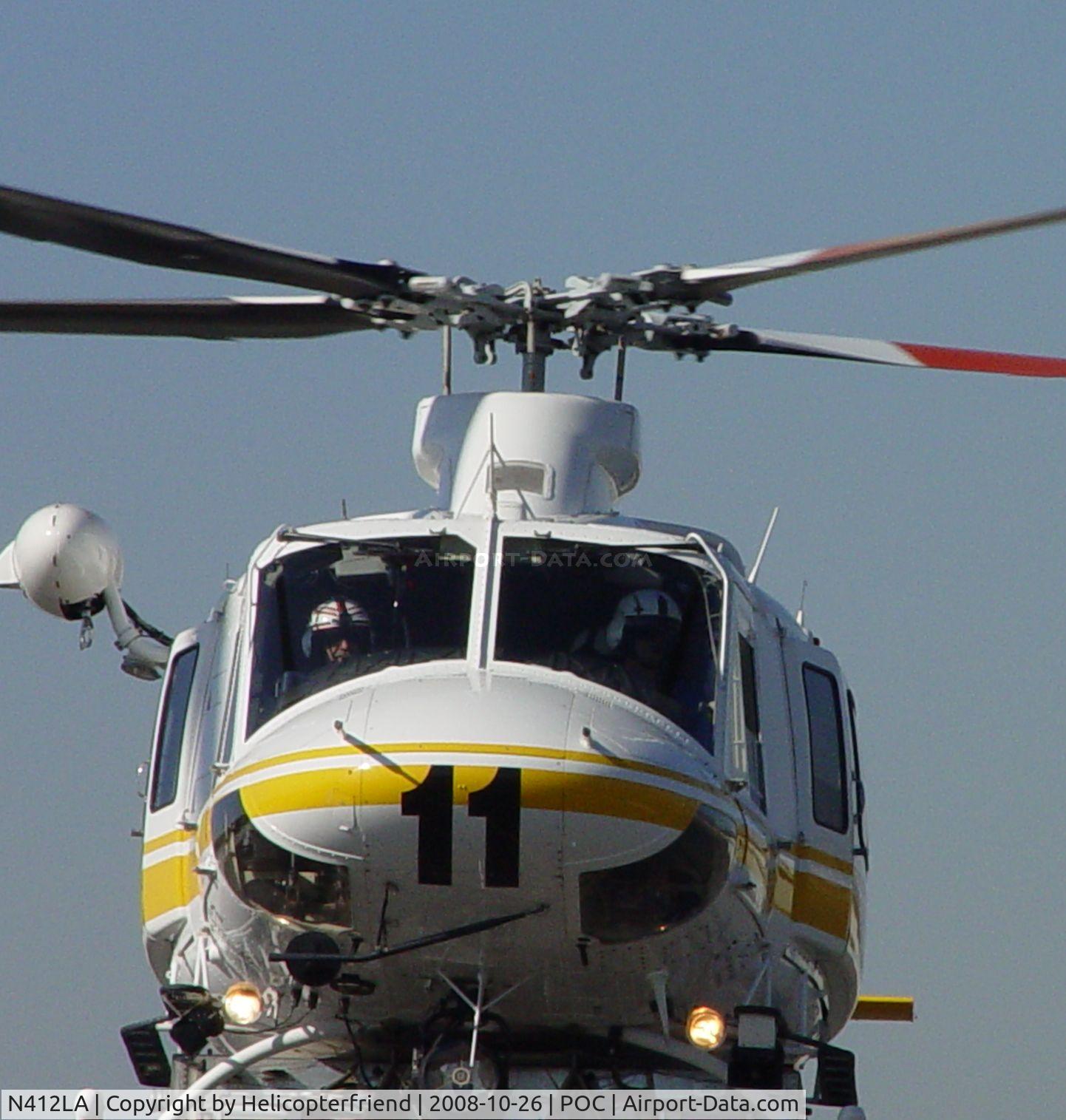 N412LA, 2005 Bell 412EP C/N 36392, Looking at you before landing at EHA Helipad Brackett