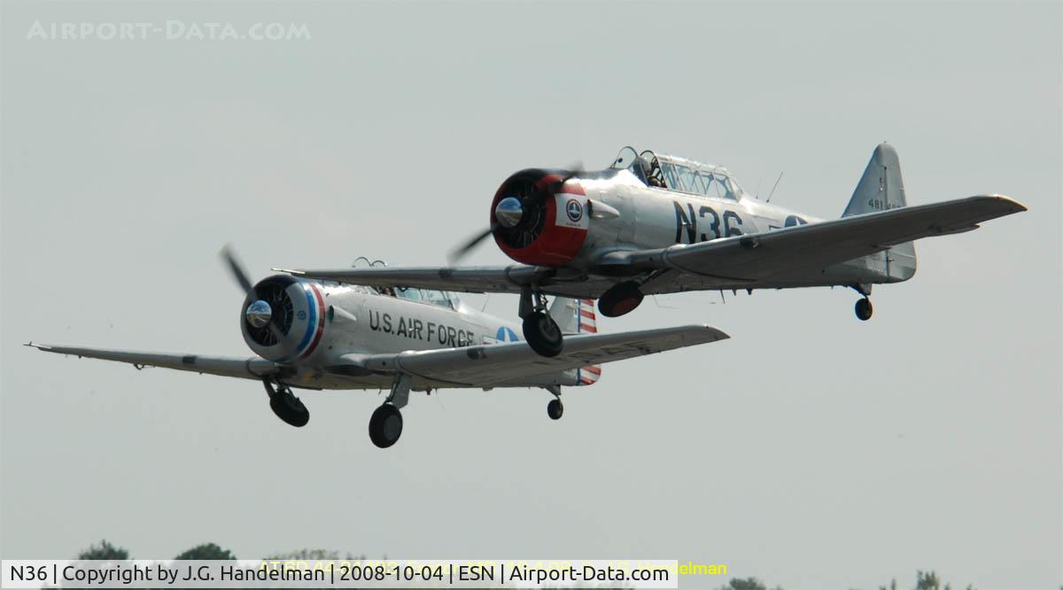 N36, 1944 North American AT-6F Texan C/N 121-42765, AT-6 formation take off at Easton  MD