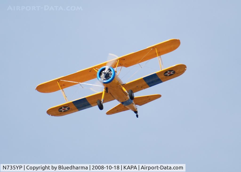N735YP, 1942 Boeing B75N1 C/N 75-2611, Flyover of 17R.