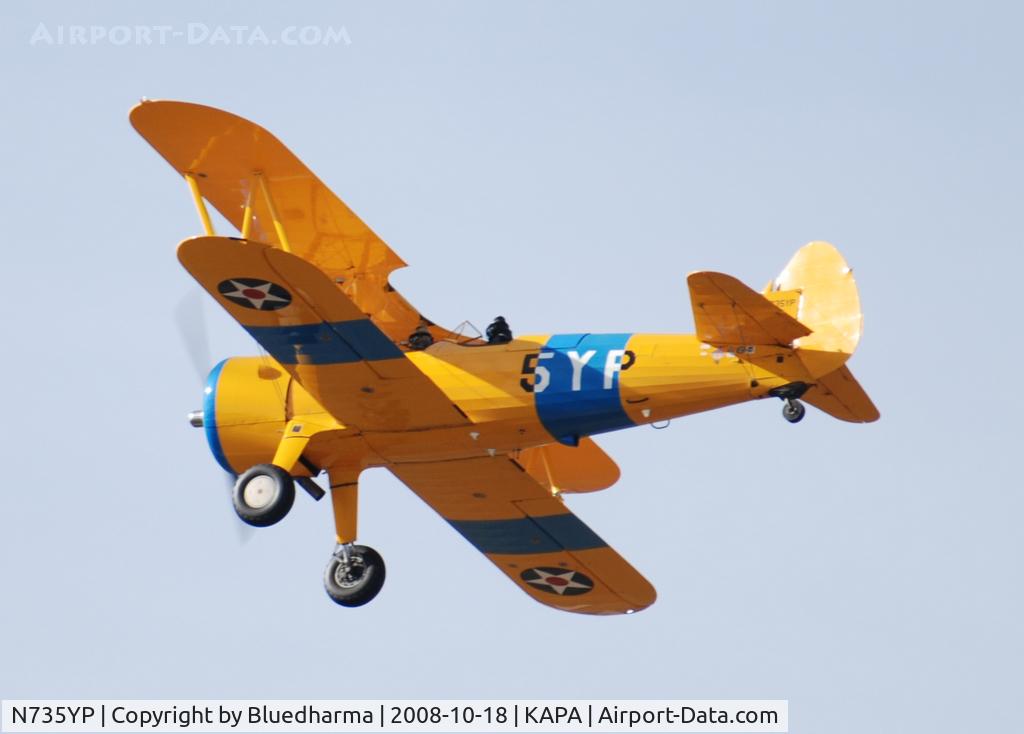 N735YP, 1942 Boeing B75N1 C/N 75-2611, Flyover of 17R.