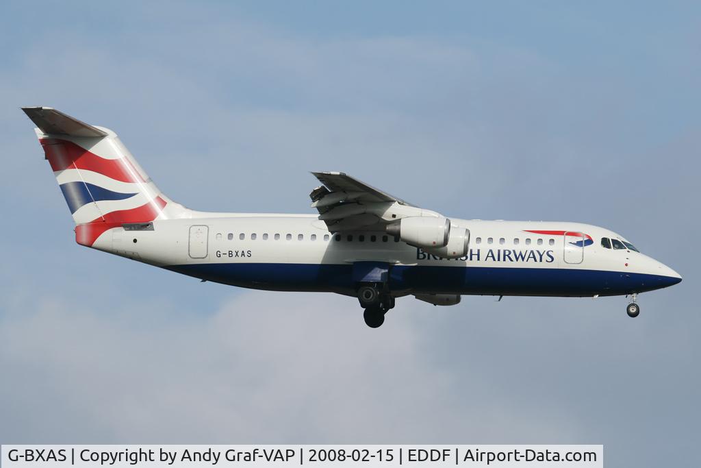 G-BXAS, 1997 British Aerospace Avro 146-RJ100 C/N E3301, British Airways Bae146