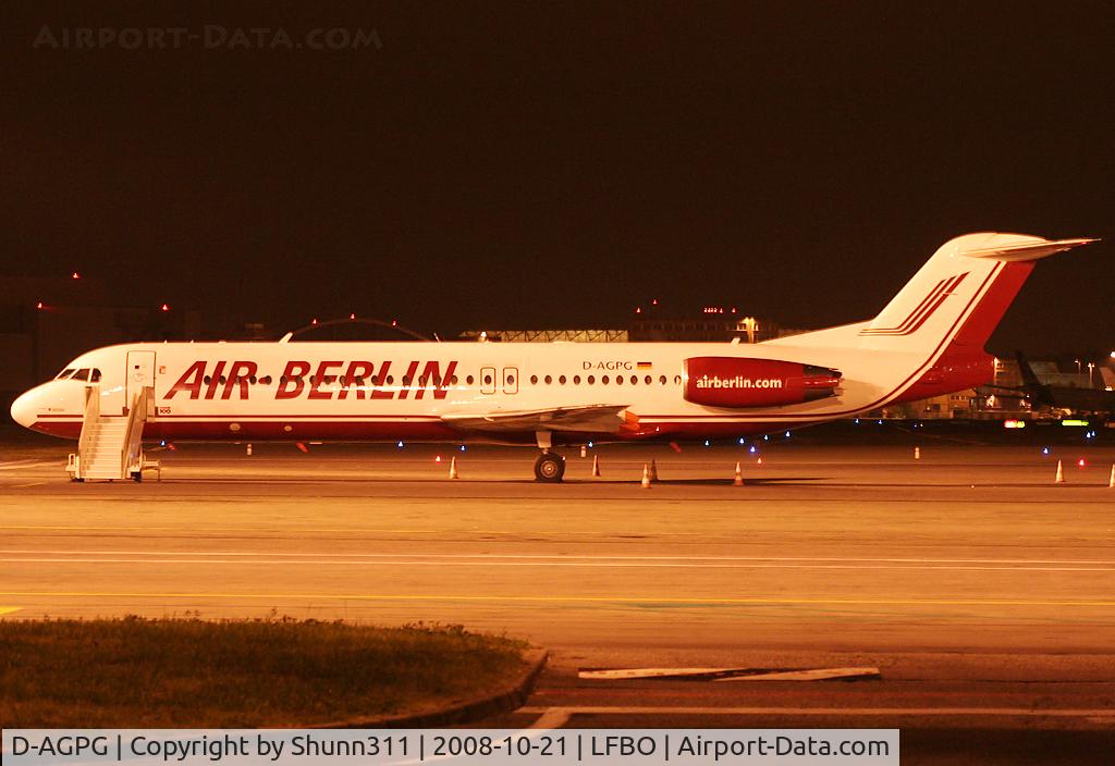 D-AGPG, 1990 Fokker 100 (F-28-0100) C/N 11306, Night stop for this Air Berlin F100 used by OLT this day !