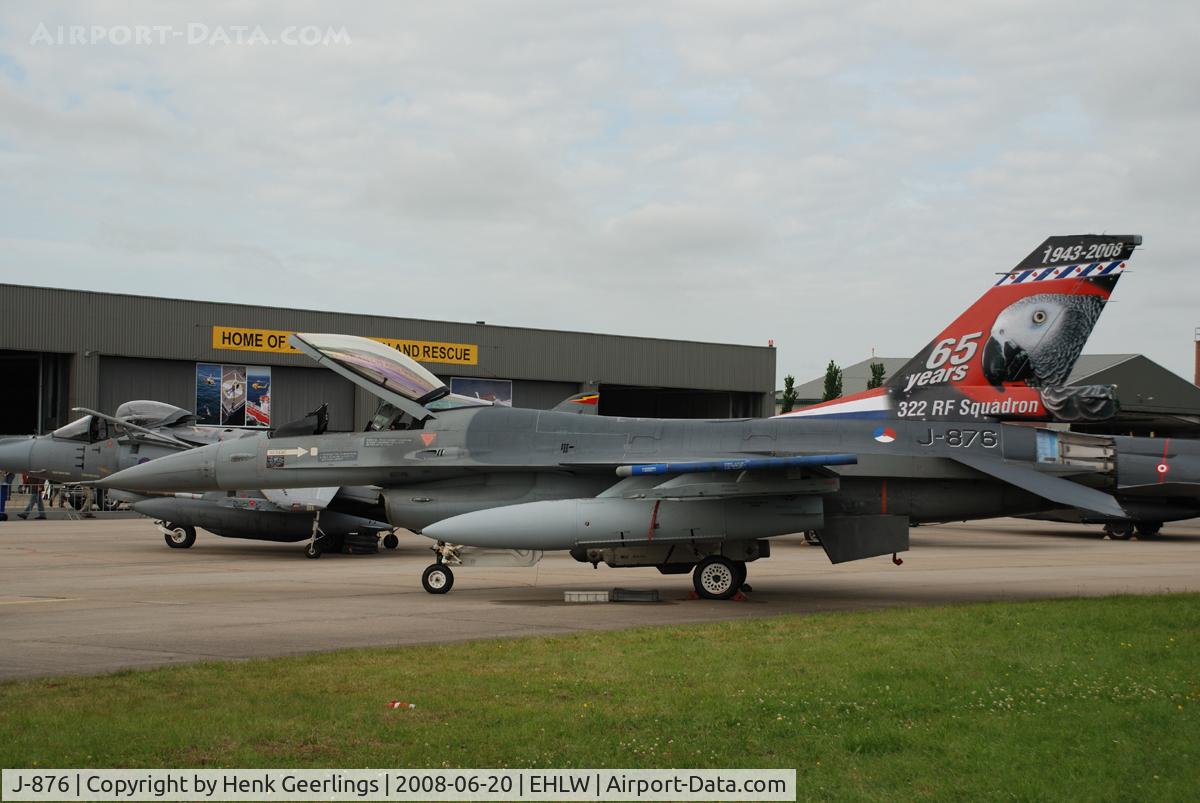 J-876, Fokker F-16AM Fighting Falcon C/N 6D-93, Dutch AF Openday , Leeuwarden AFB 2008  -  Dutch AF , Spcl cs Tail