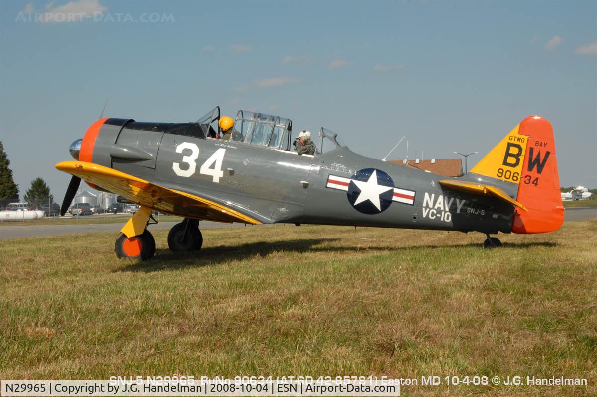N29965, 1944 North American AT-6D Texan C/N 90634, ready for engine start at Easton MD