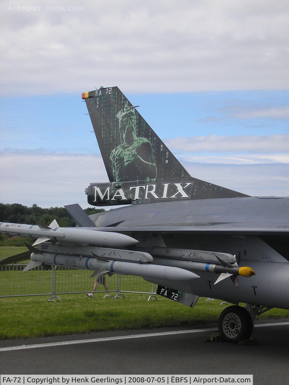 FA-72, 1980 SABCA F-16AM Fighting Falcon C/N 6H-72, Belgian Defence Day - Florennes July 2008  - Belgian AF, spcl cs tail 