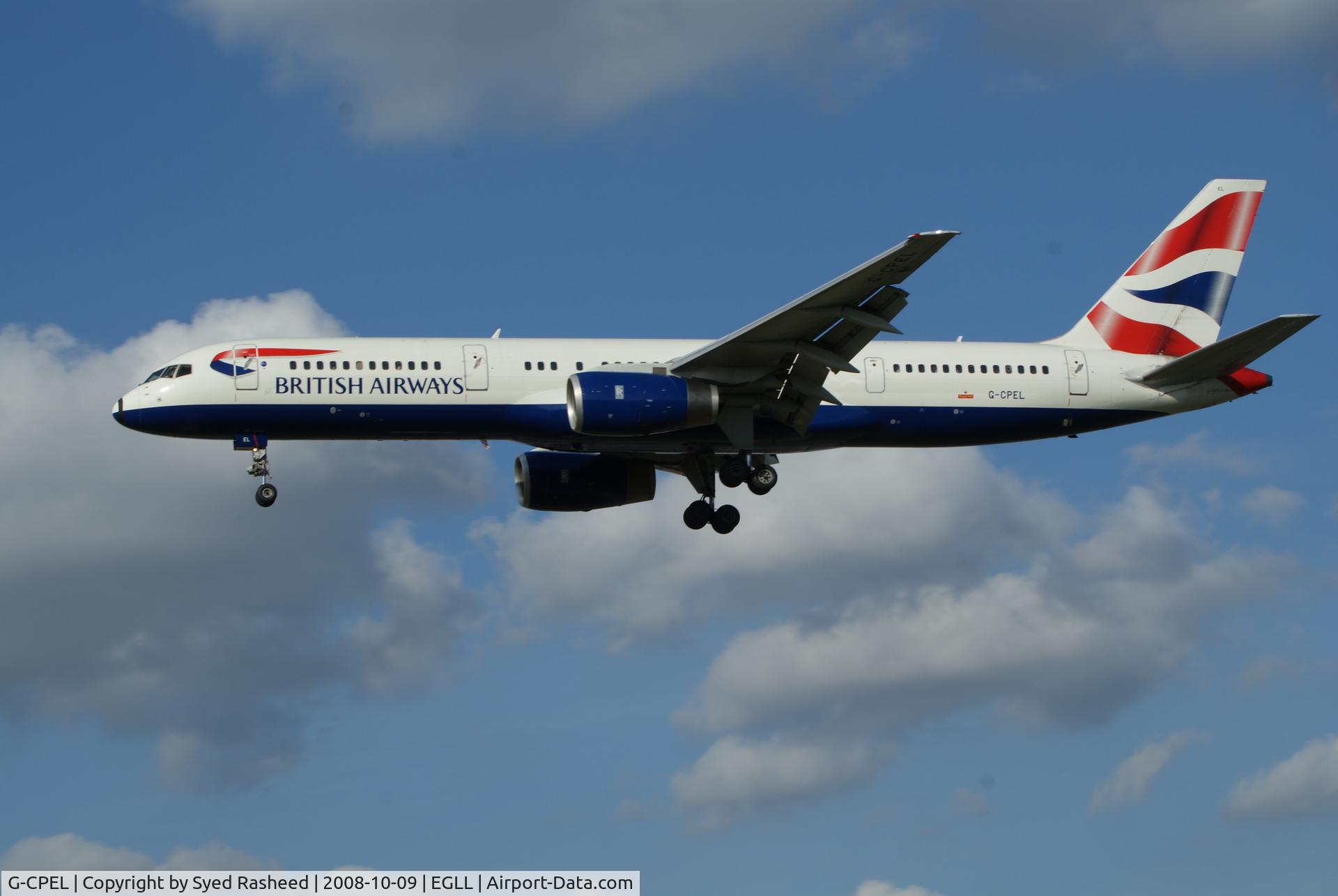 G-CPEL, 1989 Boeing 757-236 C/N 24398, B757-236 on short finals to heathrow