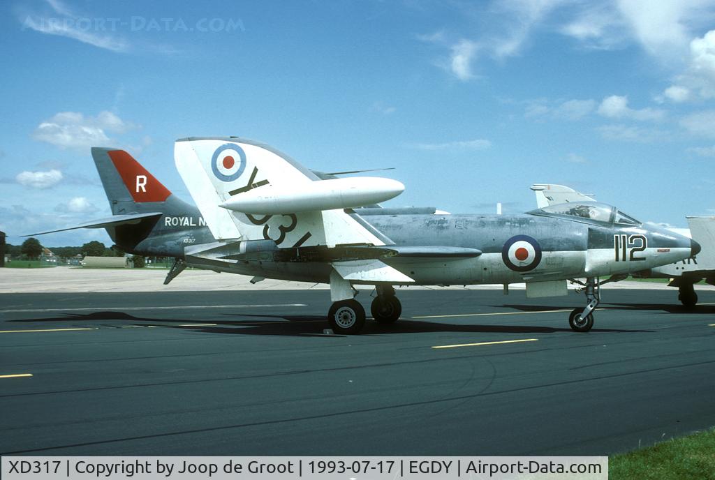 XD317, Supermarine Scimitar F.1 C/N Not found XD317, 800 sqn markings. This aircraft belongs to the Fleet Air Arm Museum. It was rolled outside for the 1993 Air Day.