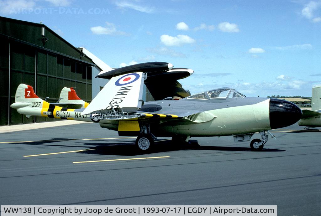 WW138, De Havilland DH-112 Sea Venom FAW.22 C/N 12712, 809 sqn markings. Rolled outside for the 1993 Air Day.