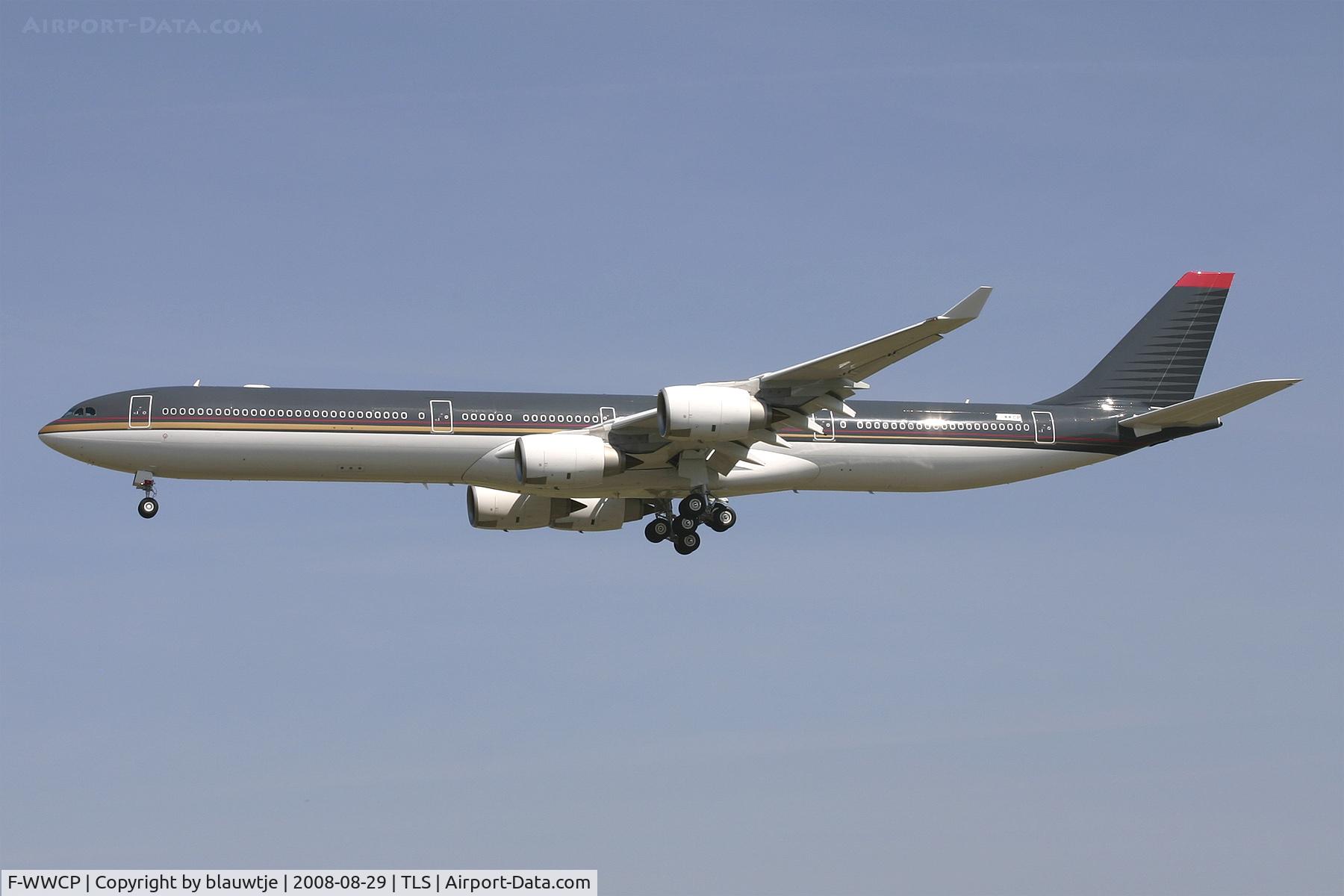 F-WWCP, 2008 Airbus A340-642 C/N 924, New A340-642 for The Hashemite Kingdom of Jordan on a photo flight.