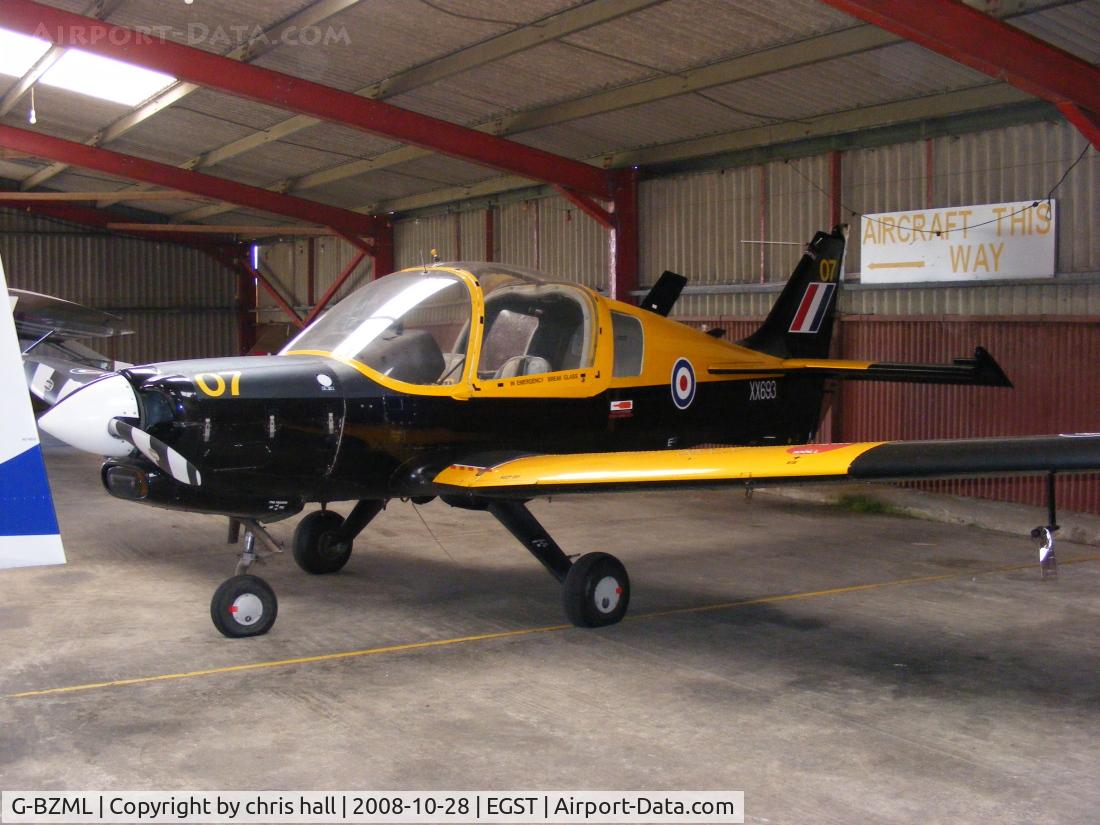 G-BZML, 1973 Scottish Aviation Bulldog T.1 C/N BH120/342, wearing its RAF ID. XX693