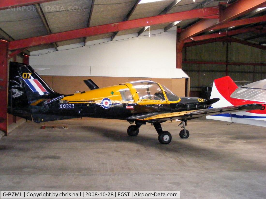 G-BZML, 1973 Scottish Aviation Bulldog T.1 C/N BH120/342, wearing its RAF ID. XX693