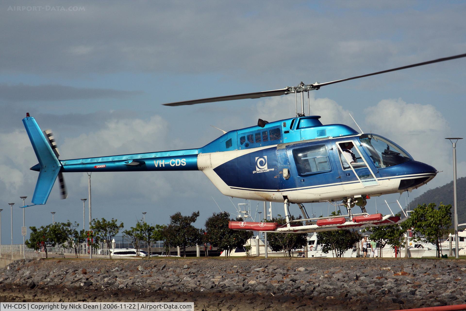 VH-CDS, 1978 Bell 206B (III) C/N 2446, Cairns Harbour heliport at the Shang-ri-la hotel