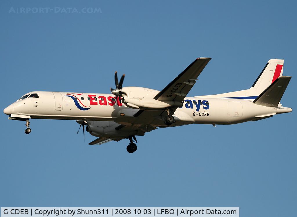 G-CDEB, 1996 Saab 2000 C/N 2000-036, Landing rwy 32L