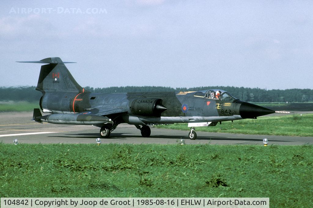104842, Canadair CF-104 Starfighter C/N 683A-1142, During 1985 the anual Canadian gun camp was held. It brought a couple of Starfighters and T-bird to Leeuwarden.