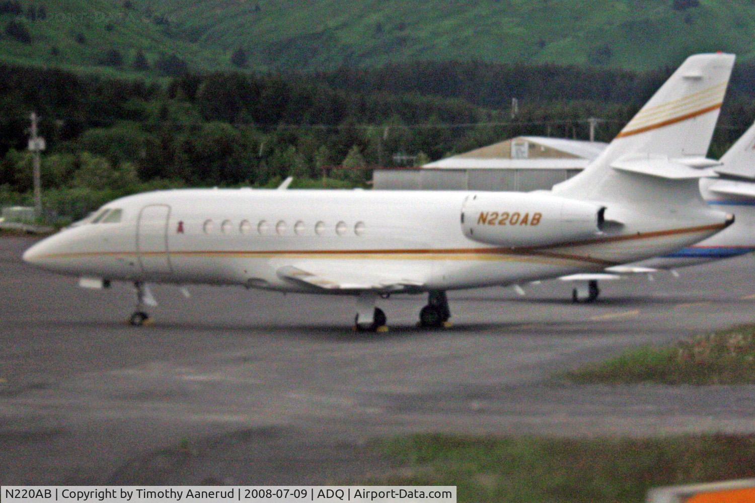 N220AB, 2001 Dassault Falcon 2000 C/N 170, Dassault Aviation FALCON 2000 serial 170, on the ramp at Kodiak, Alaska.