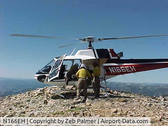 N166EH, 1989 Aerospatiale AS-350B-2 Ecureuil C/N 2194, Taken on Taylor Mountain a 9,960 foot peak in Idaho. In support of Fire Communications work.