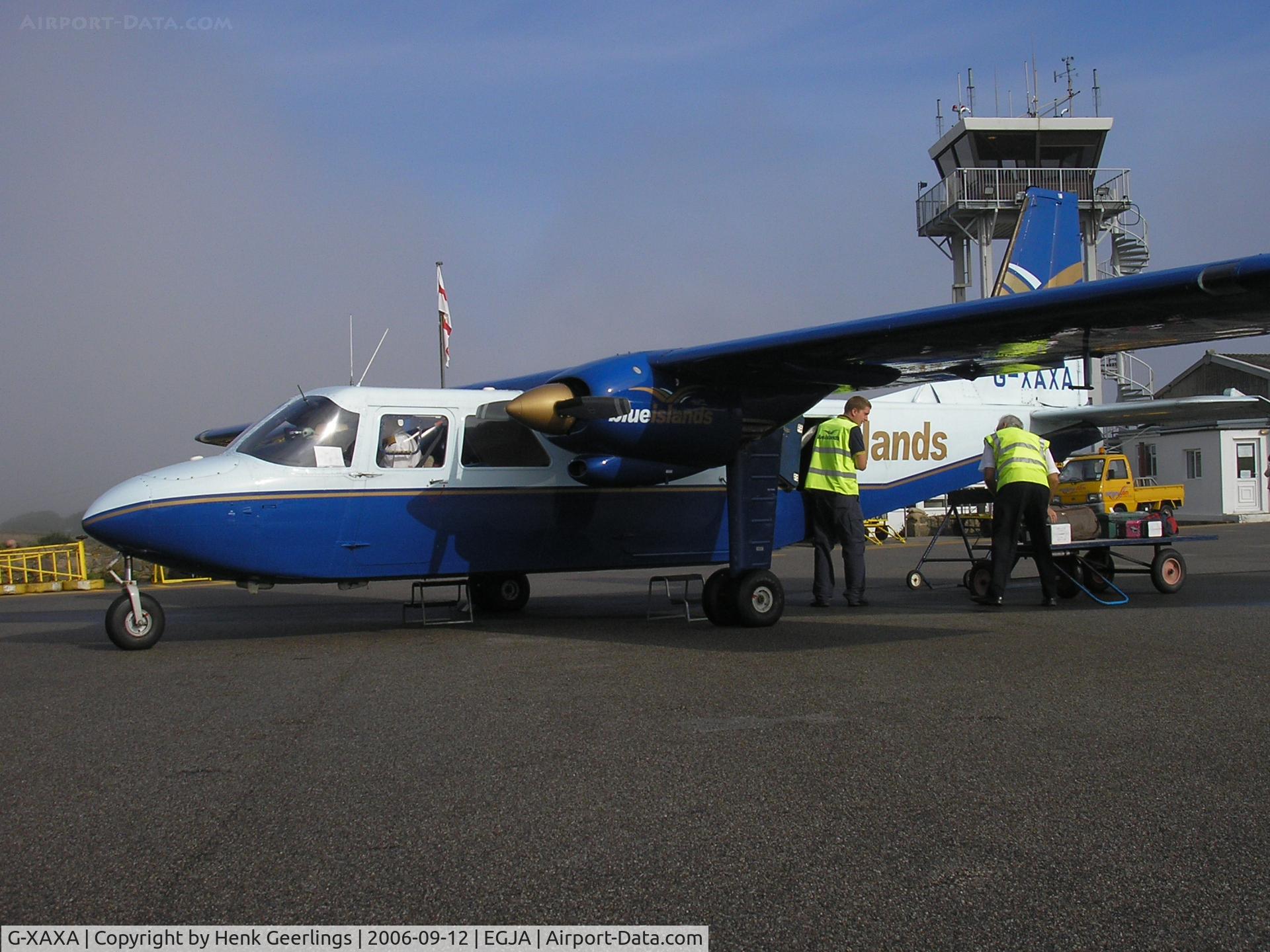 G-XAXA, 1976 Britten-Norman BN-2A-26 Islander C/N 530, Arrival at Alderney, Channel Islands