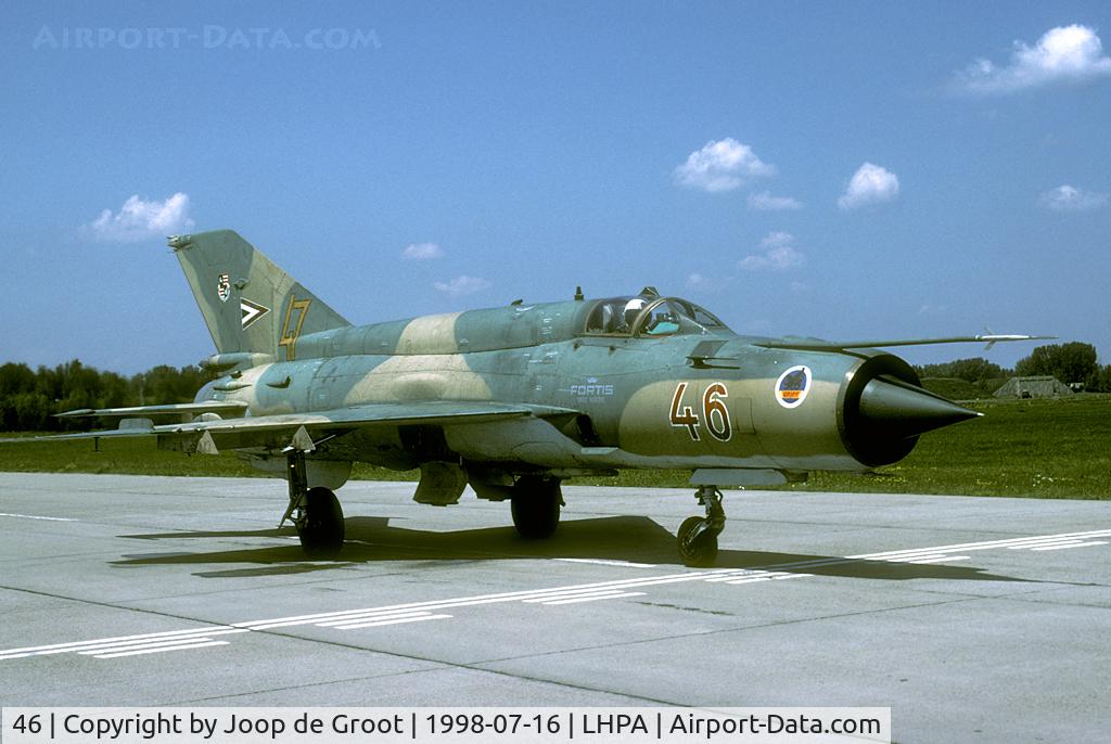 46, Mikoyan-Gurevich MiG-21bis C/N 75077805, After the fall of the Iron Curtain the Mig remained the main fighter of the Hungarian AF for a number of years.