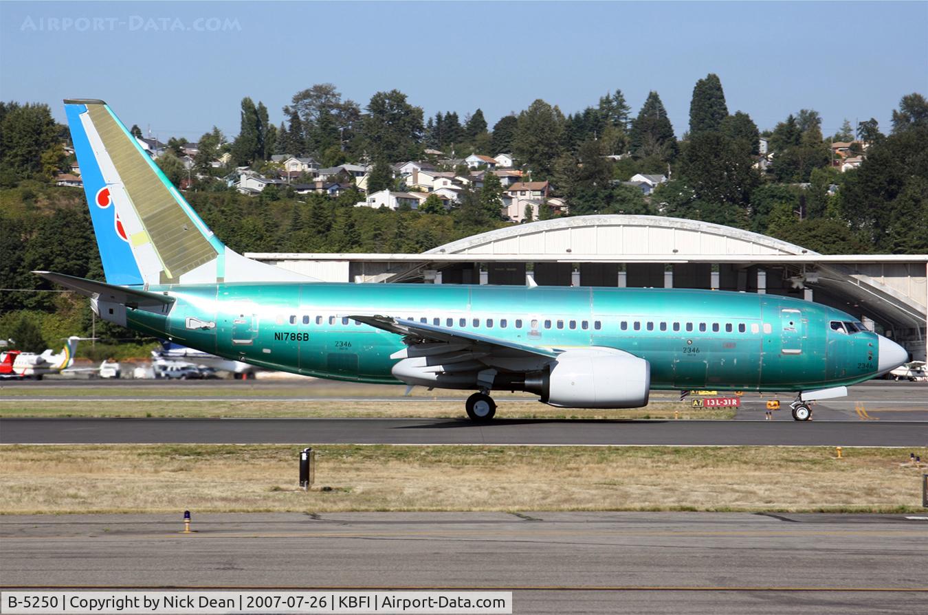 B-5250, 2007 Boeing 737-71B C/N 35368/2346, 1st flight over from KRNT as N1786B