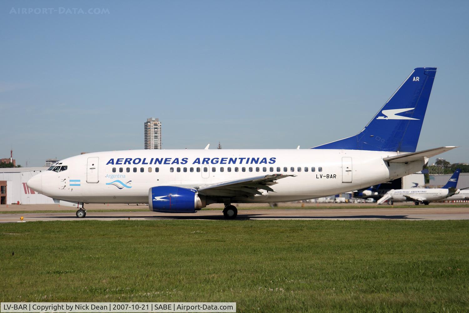 LV-BAR, 1993 Boeing 737-5H6 C/N 26450, Aerolineas titles