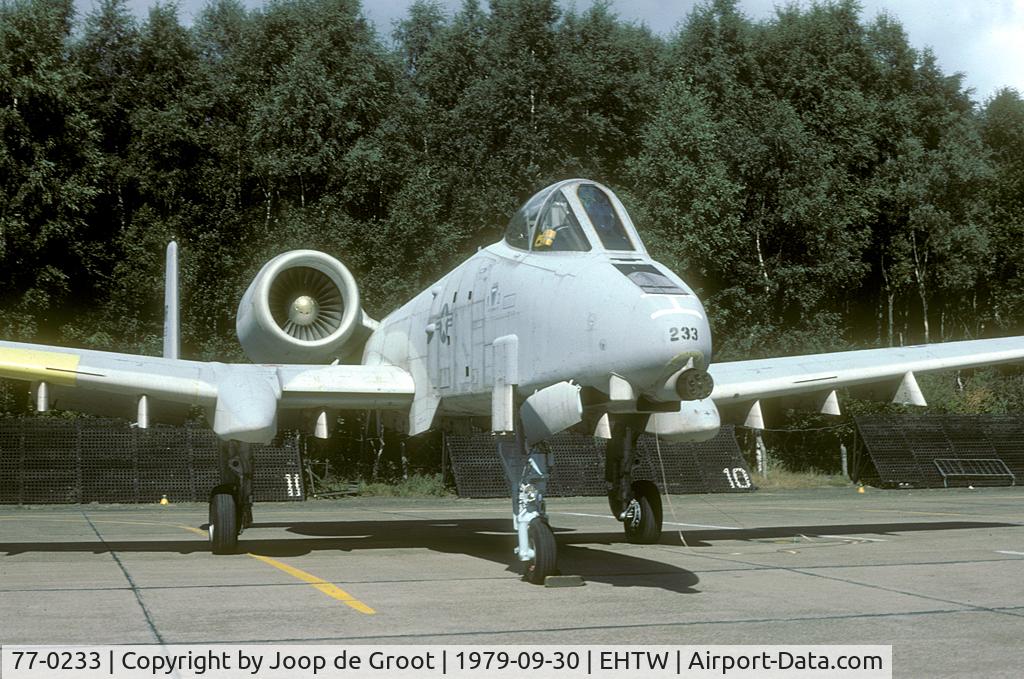 77-0233, 1977 Fairchild Republic A-10A Thunderbolt II C/N A10-0158, Freshly arrived in Europe this A-10 made its first appearance at the Twente Open Day in 1979. Those fresh light grey colors look far better than the current paint scheme.