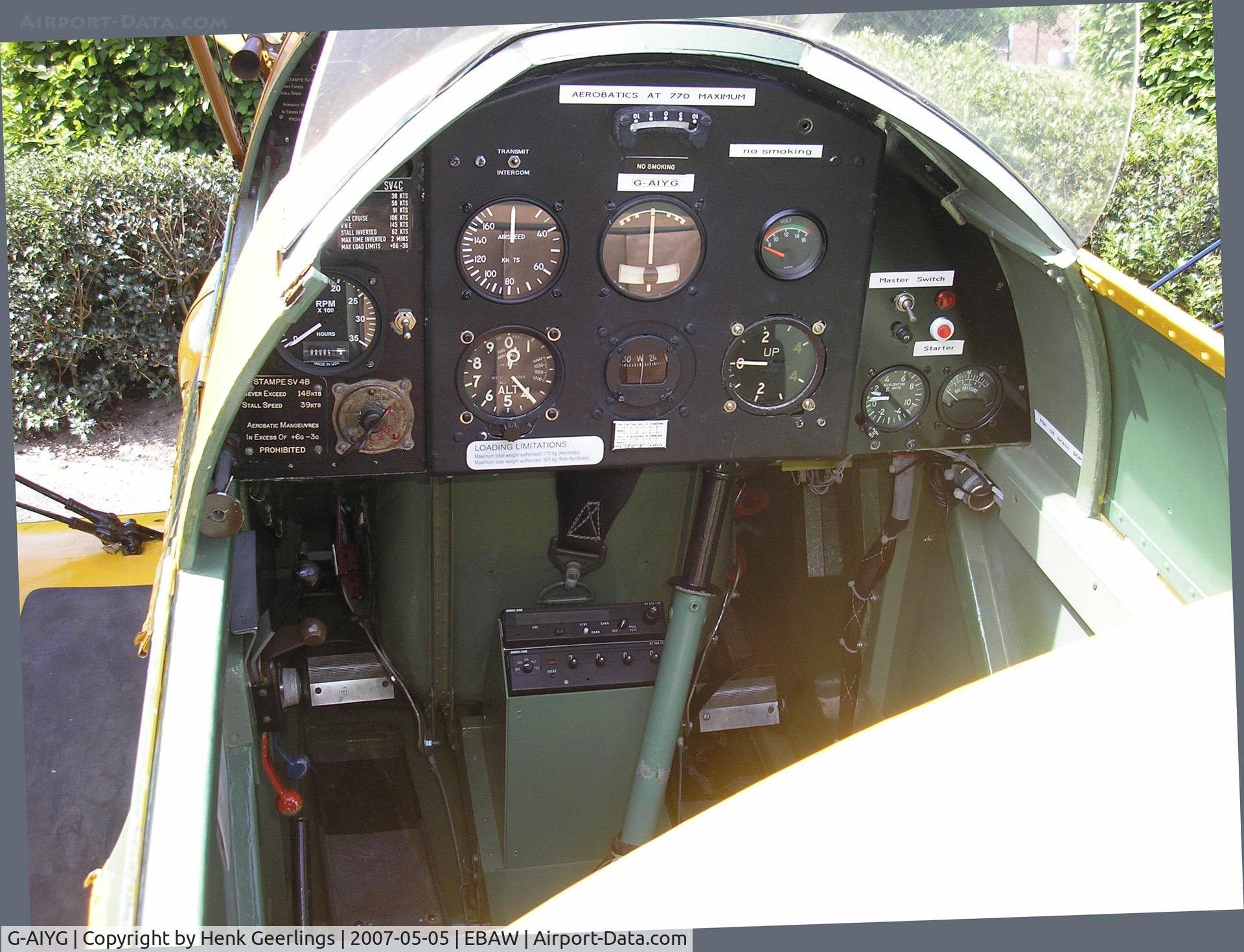 G-AIYG, 1945 Stampe-Vertongen SV-4B C/N 21, Cockpit Stampe SV.4B