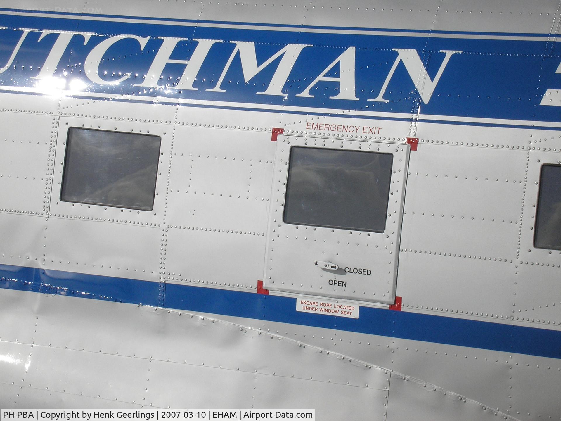 PH-PBA, 1943 Douglas DC-3C-S1C3G (C-47A-75-DL) C/N 19434, Emergency exit DC-3