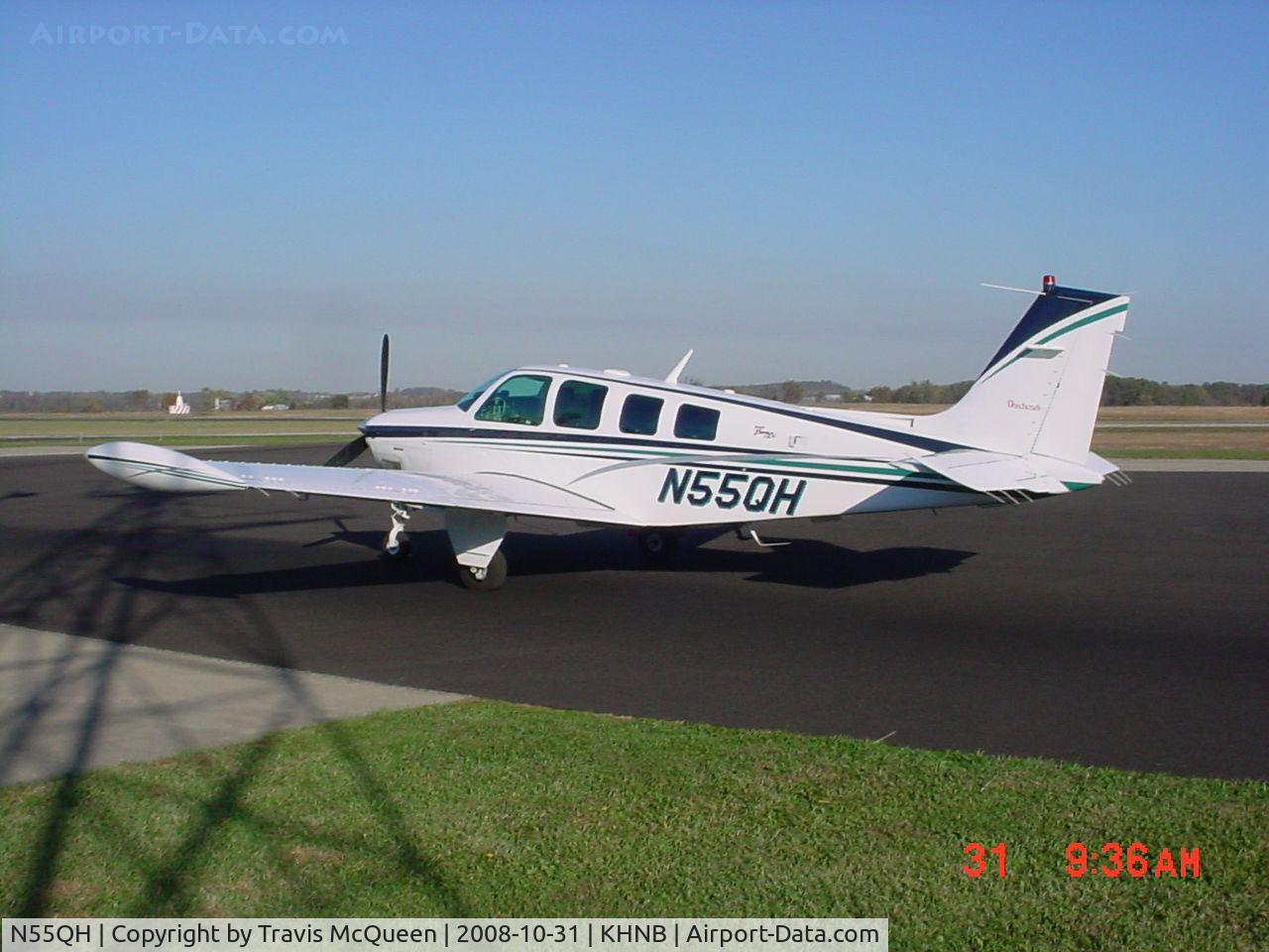 N55QH, 1999 Raytheon Aircraft Company A36 Bonanza C/N E-3234, Parked on ramp in front of Terminal...