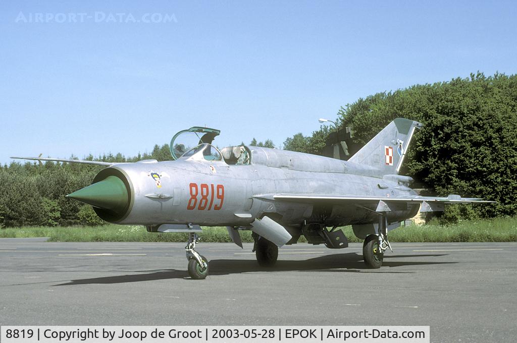 8819, Mikoyan-Gurevich MiG-21Bis C/N 75078819, In 2002 the MiG-21 was withdrawn from navy use. This one was rolled outside its storage for a media event.