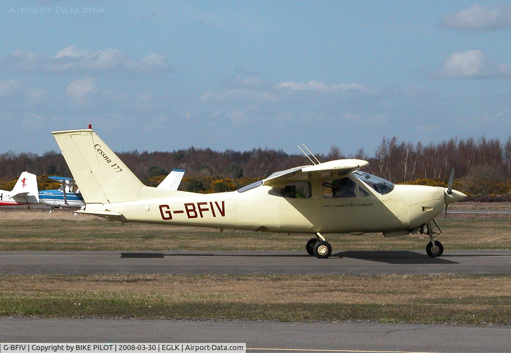 G-BFIV, 1977 Reims F177RG Cardinal RG C/N 0161, CARRYING A RATHER DRAB COLOR SCHEME PREVIOUS SCEME WAS MORE COLORFUL