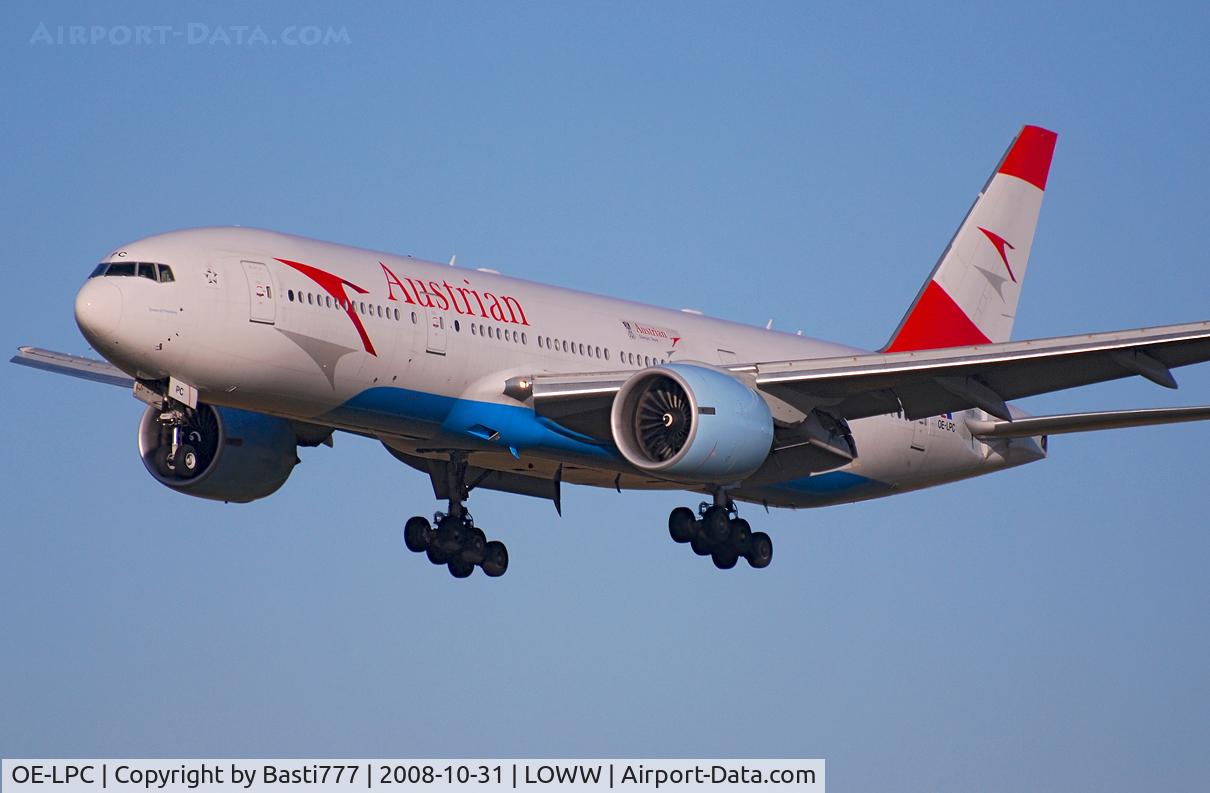 OE-LPC, 2002 Boeing 777-2Z9/ER C/N 29313, Austrian Airlines Boeing 777-2Z9 (OE-LPC)