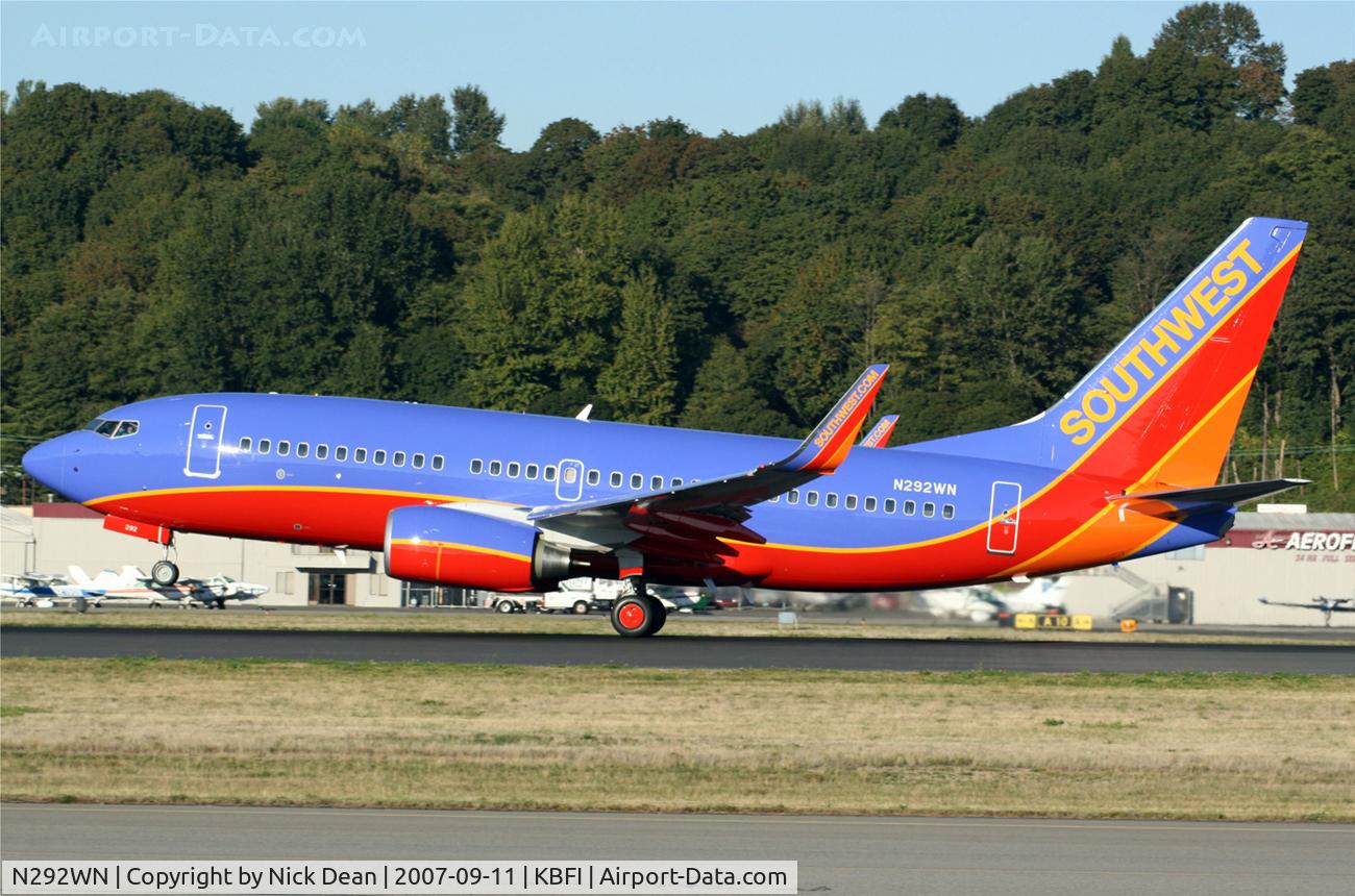 N292WN, 2007 Boeing 737-7H4 C/N 32538, My 3000th upload to this site, almost a quarter of the way there!!