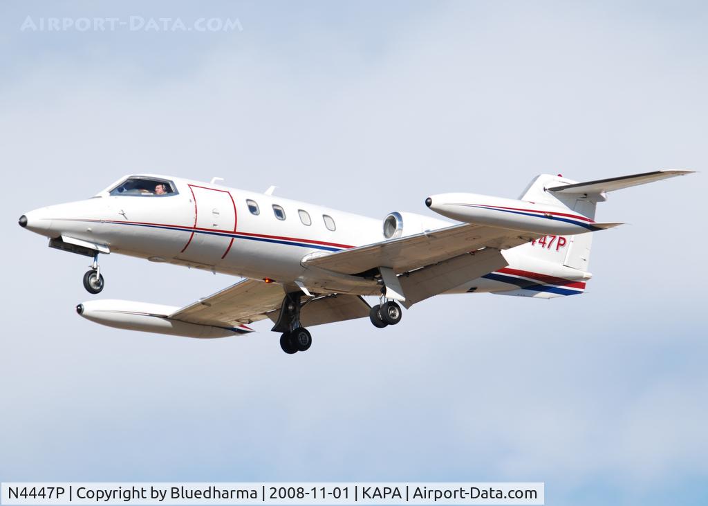 N4447P, 1981 Gates Learjet 25D C/N 338, On final approach to 17L.