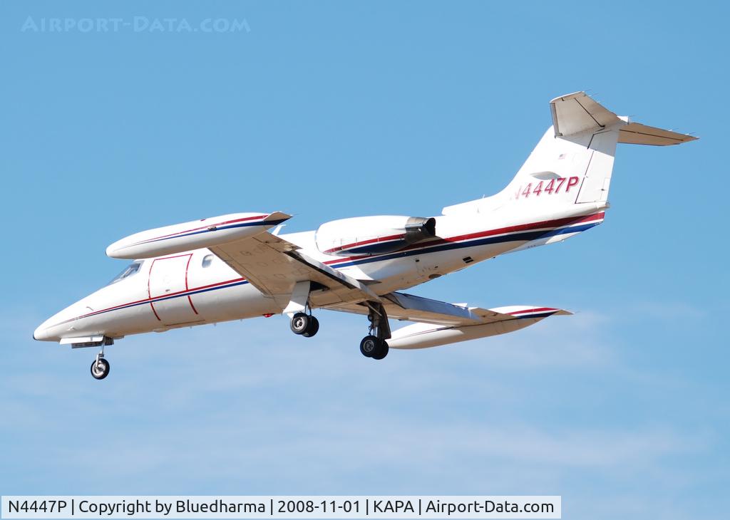 N4447P, 1981 Gates Learjet 25D C/N 338, On final approach to 17L.