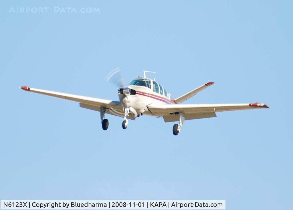 N6123X, 1981 Beech V35B Bonanza C/N D-10385, On final approach to 17L.