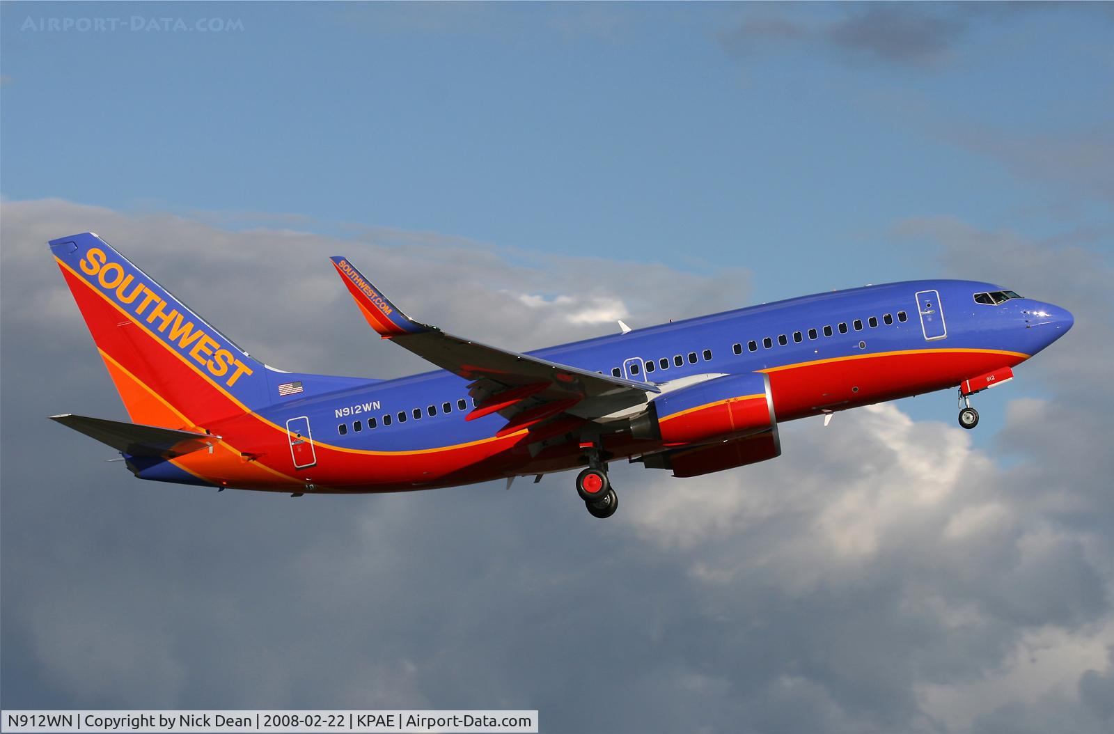 N912WN, 2008 Boeing 737-7H4 C/N 36621, /
