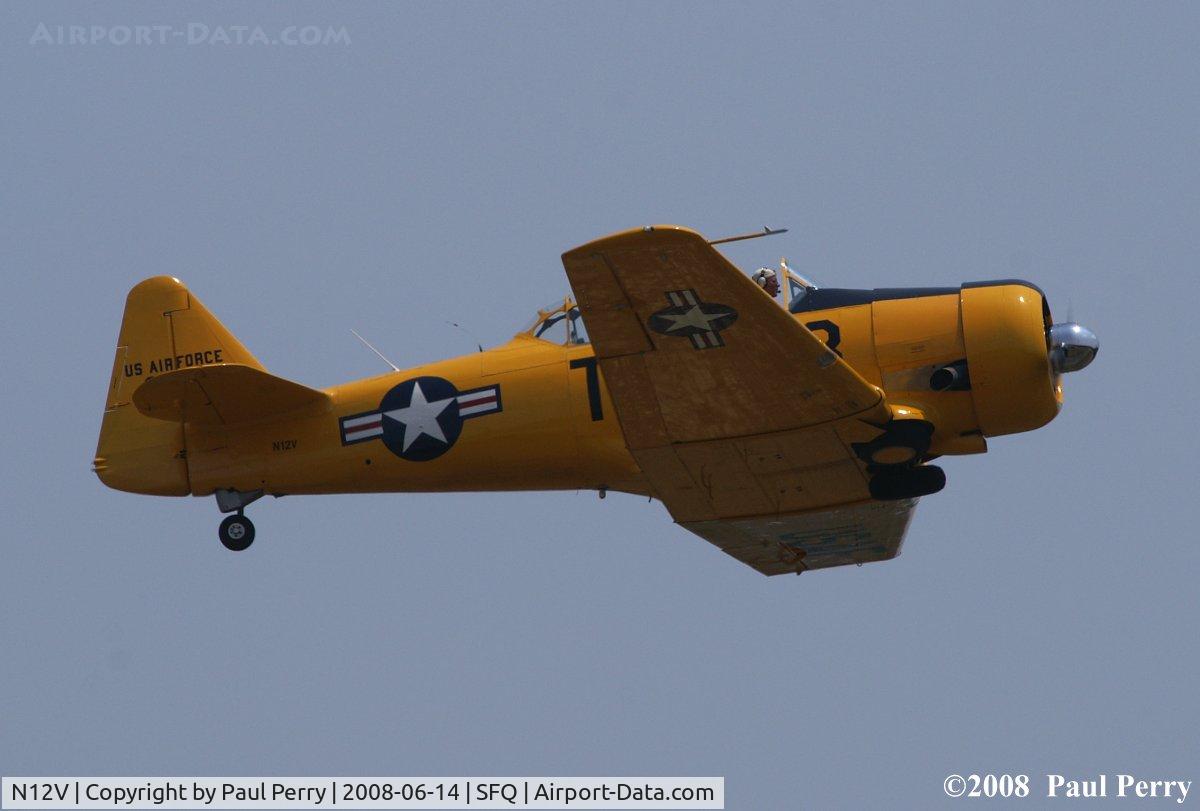 N12V, 1944 North American T-6G Texan C/N 197-88, Fly-in, then fly-out.