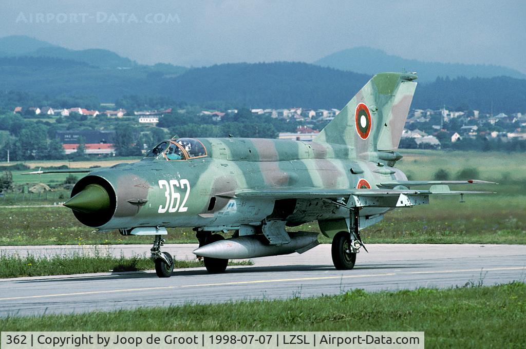 362, Mikoyan-Gurevich MiG-21Bis C/N 75094362, This bright coloured MiG-21 was a participant of the 1998 Co-operative Change exercise.