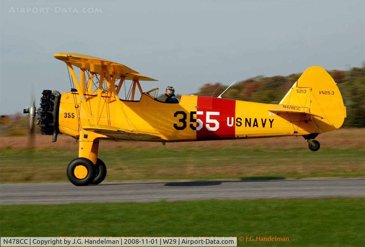 N478CC, 1942 Boeing A75L300 C/N 75-5962, take off at Bay Bridge Airport MD