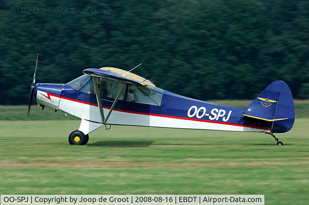 OO-SPJ, 1954 Piper L-18C Super Cub (PA-18-95) C/N 18-1547, Super Cub landing at Schaffen for the old timer fly in.