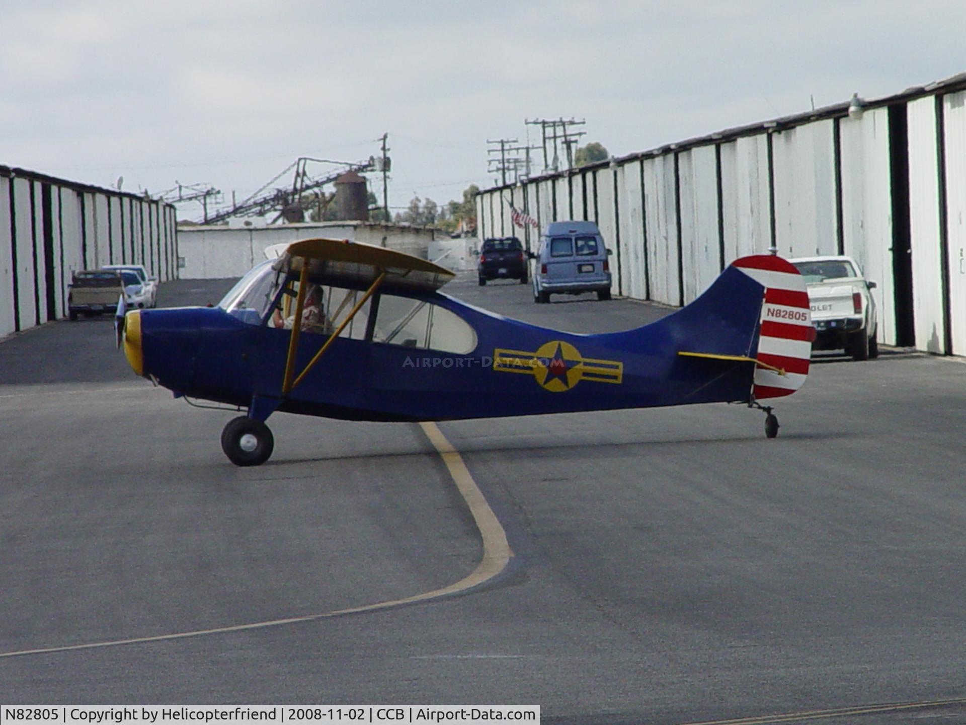 N82805, 1946 Aeronca 7AC Champion C/N 7AC-1452, Getting ready to be pushed back into hangar at Cable