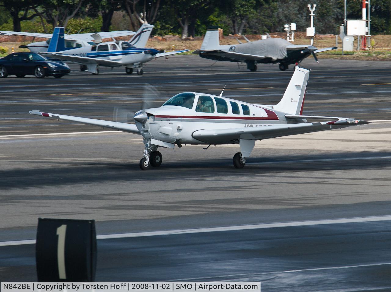 N842BE, 1984 Beech B36TC Bonanza C/N EA-432, N842BE departing from RWY 21